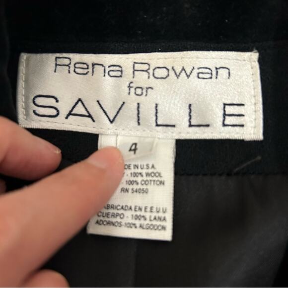 Rena Rowan For Saville Black Wool Velvet Collar Blazer, Size 4 - Picture 16 of 16